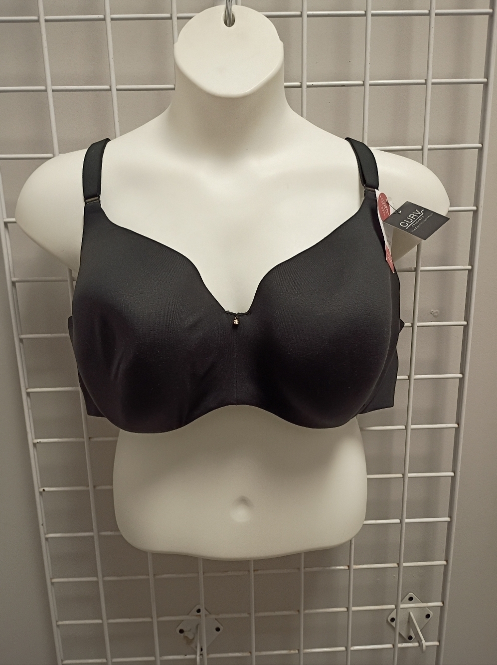 Seamless Black Full-Coverage Bra - Curvy Fit
